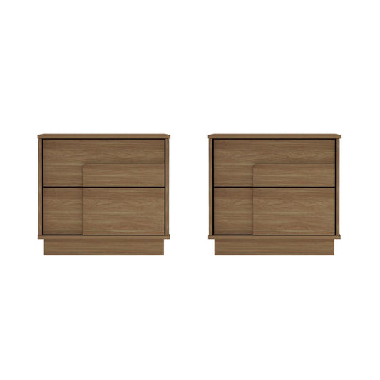 Manhattan Comfort - Horizon Nightstand with 4 Drawers in Maple - Set of 2 - 2-NS003-MP veiw 1