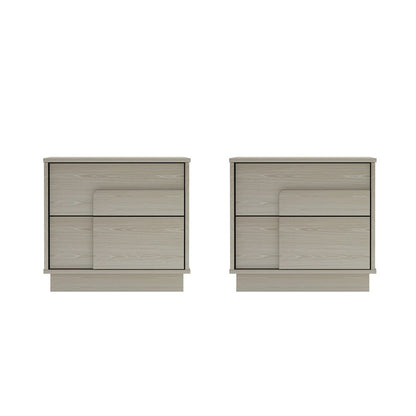 Manhattan Comfort - Horizon Nightstand with 2 Drawers in Whitewashed Oak - Set of 2 - 2-NS003-OK veiw 1