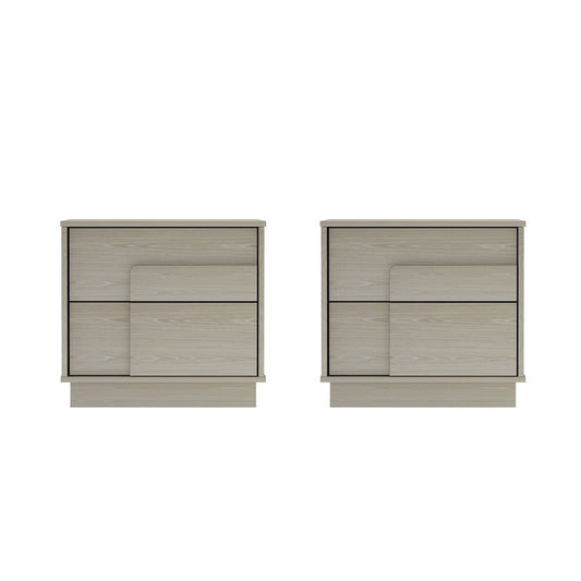 Manhattan Comfort - Horizon Nightstand with 2 Drawers in Whitewashed Oak - Set of 2 - 2-NS003-OK veiw 1