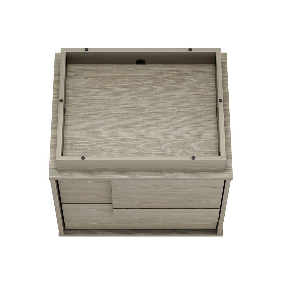 Manhattan Comfort - Horizon Nightstand with 2 Drawers in Whitewashed Oak - Set of 2 - 2-NS003-OK veiw 6