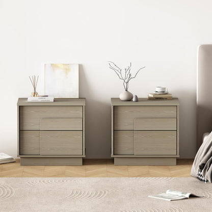 Manhattan Comfort - Horizon Nightstand with 2 Drawers in Whitewashed Oak - Set of 2 - 2-NS003-OK veiw 8
