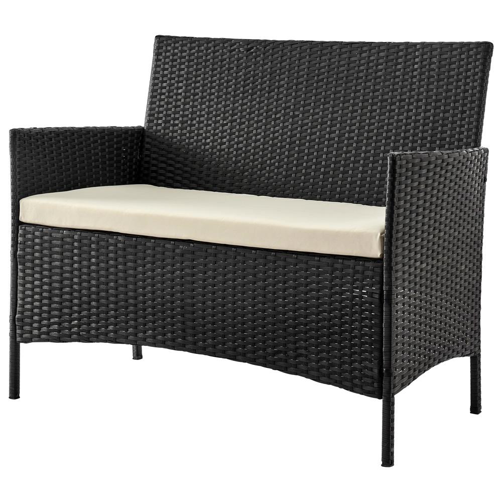 Manhattan Comfort - 4-Piece Imperia Patio Set with Iron Steel Legs in Black and Cream - OD-CV008-CR veiw 2