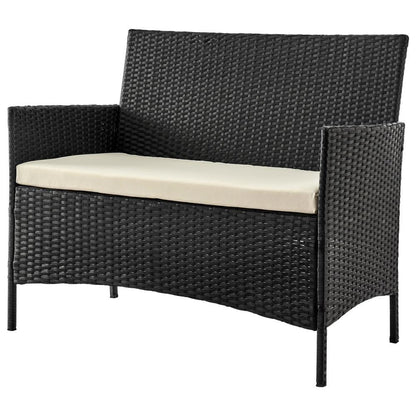 Manhattan Comfort - 4-Piece Imperia Patio Set with Iron Steel Legs in Black and Cream - OD-CV008-CR veiw 2