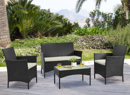 Manhattan Comfort - 4-Piece Imperia Patio Set with Iron Steel Legs in Black and Cream - OD-CV008-CR veiw 11