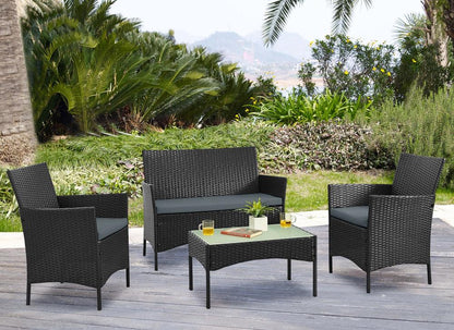 Manhattan Comfort - 4-Piece Imperia Patio Set with Iron Steel Legs in Black and Grey - OD-CV008-GY veiw 11
