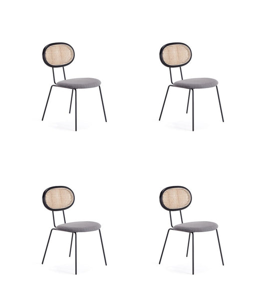 Manhattan Comfort - Jardin Woven Polycotton Dining Chair with Metal Legs in Black and Grey - Set of 4 - 2-DCCA06-GY veiw 1