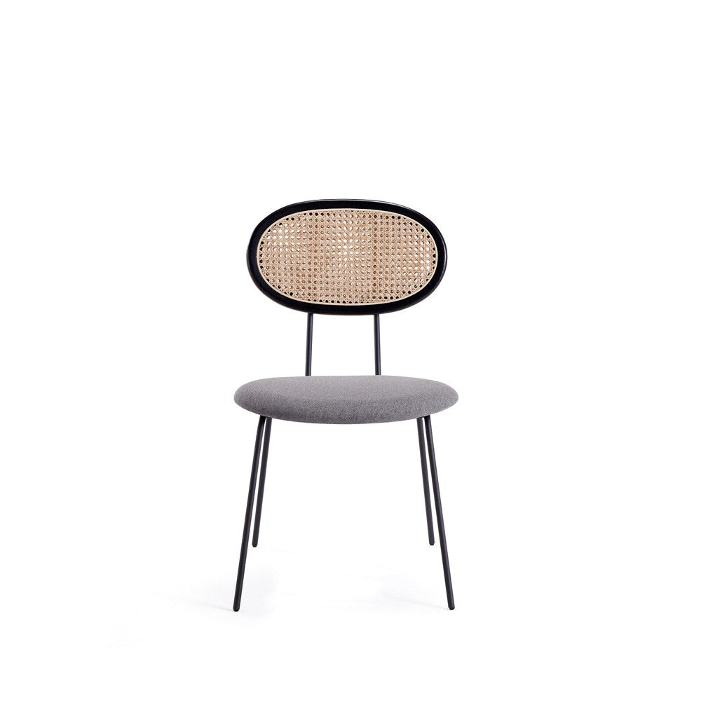 Manhattan Comfort - Jardin Woven Polycotton Dining Chair with Metal Legs in Black and Grey - Set of 4 - 2-DCCA06-GY veiw 2