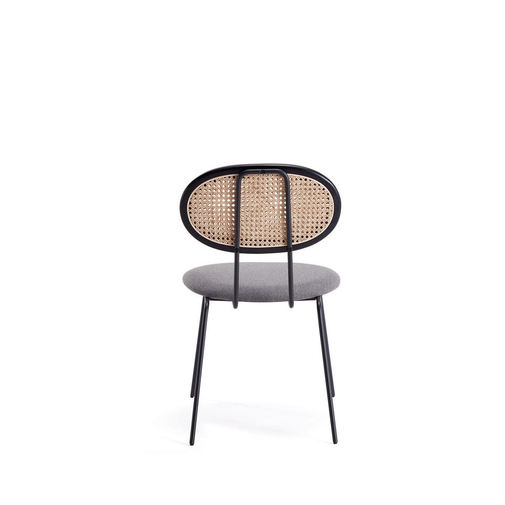 Manhattan Comfort - Jardin Woven Polycotton Dining Chair with Metal Legs in Black and Grey - Set of 4 - 2-DCCA06-GY veiw 5