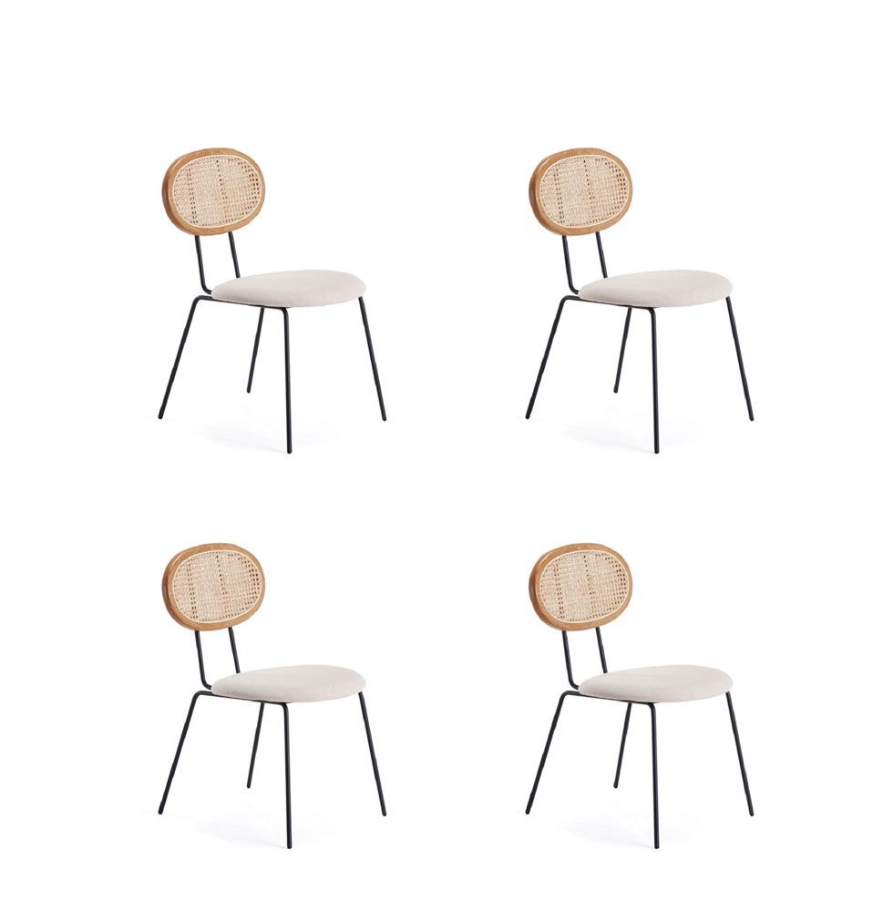 Manhattan Comfort - Jardin Woven Polycotton Dining Chair with Metal Legs in Nature and Oatmeal - Set of 4 - 2-DCCA06-OM veiw 1