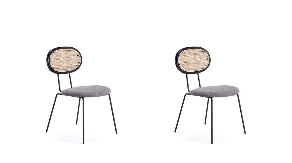 Manhattan Comfort - Jardin Woven Polycotton Dining Chair with Metal Legs in Black and Grey - Set of 2 - DCCA06-GY veiw 1