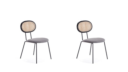 Manhattan Comfort - Jardin Woven Polycotton Dining Chair with Metal Legs in Black and Grey - Set of 2 - DCCA06-GY veiw 1