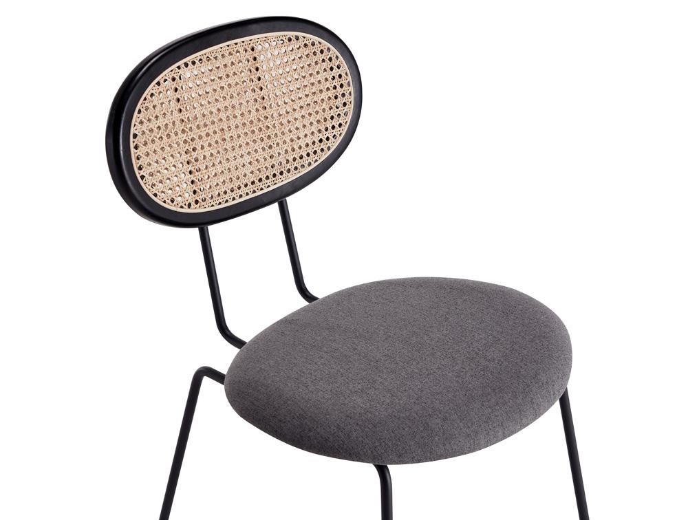 Manhattan Comfort - Jardin Woven Polycotton Dining Chair with Metal Legs in Black and Grey - Set of 2 - DCCA06-GY veiw 8