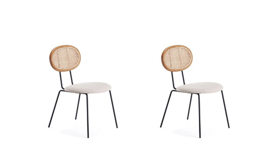 Manhattan Comfort - Jardin Woven Polycotton Dining Chair with Metal Legs in Nature and Oatmeal - Set of 2 - DCCA06-OM veiw 1
