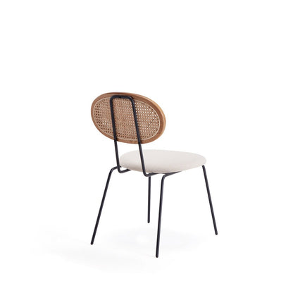 Manhattan Comfort - Jardin Woven Polycotton Dining Chair with Metal Legs in Nature and Oatmeal - Set of 2 - DCCA06-OM veiw 3