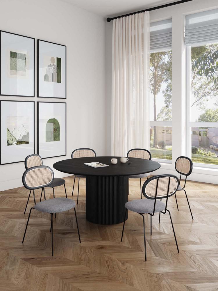 Manhattan Comfort - 7-Piece Jardin and Hathaway Woven Polycotton Dining Set in Black and GreyBlack - 6-DT05DCCA06-GY veiw 10
