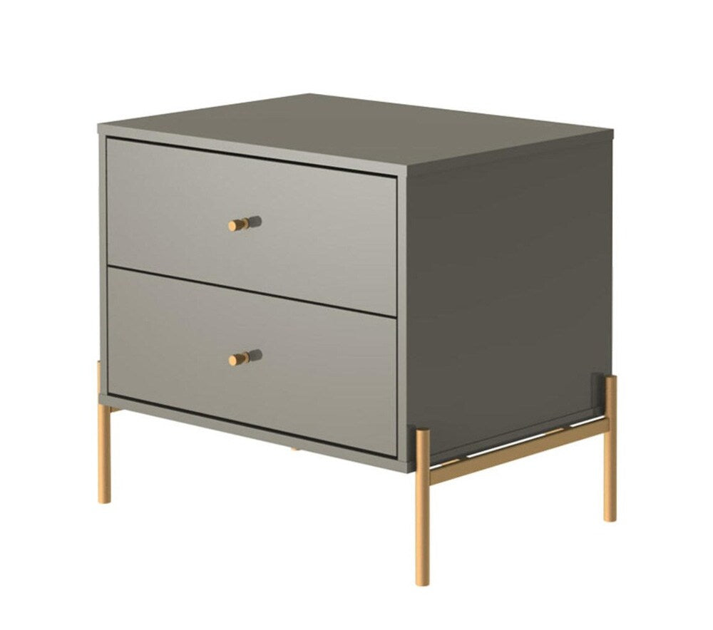 Manhattan Comfort - Jasper Nightstand with 2 Drawers in Grey - 51352 veiw 2