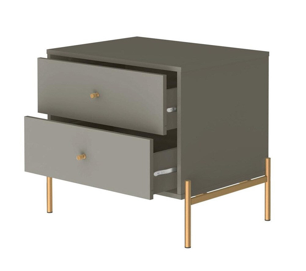 Manhattan Comfort - Jasper Nightstand with 2 Drawers in Grey - 51352 veiw 4