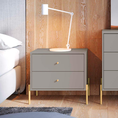 Manhattan Comfort - Jasper Nightstand with 2 Drawers in Grey - 51352 veiw 7