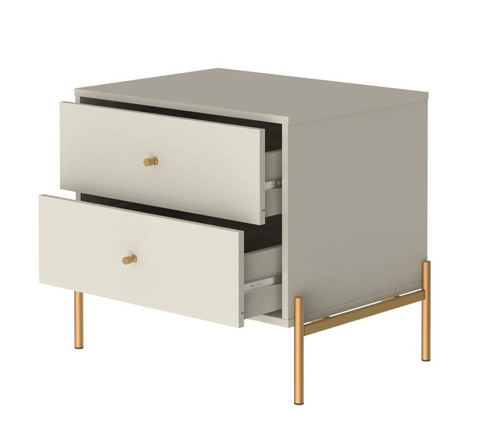 Manhattan Comfort - Jasper Nightstand with 2 Drawers in Off White - 51353 veiw 4
