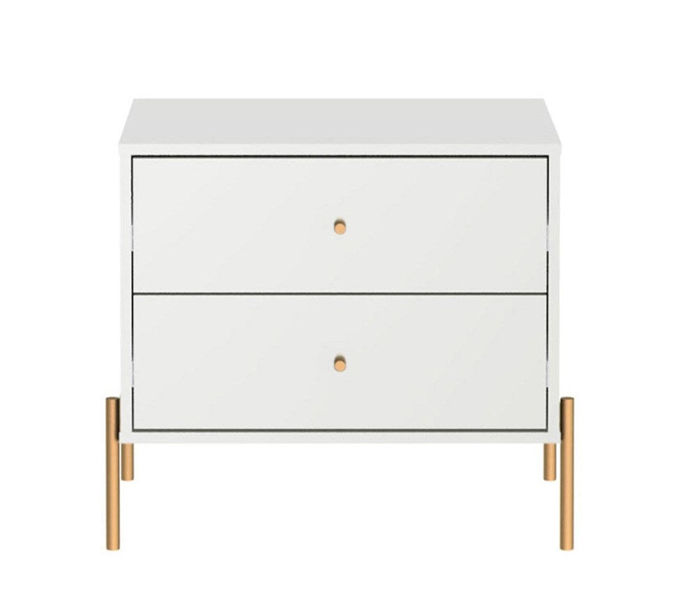 Manhattan Comfort - Jasper Nightstand with 2 Drawers in White Gloss - 51351 veiw 1