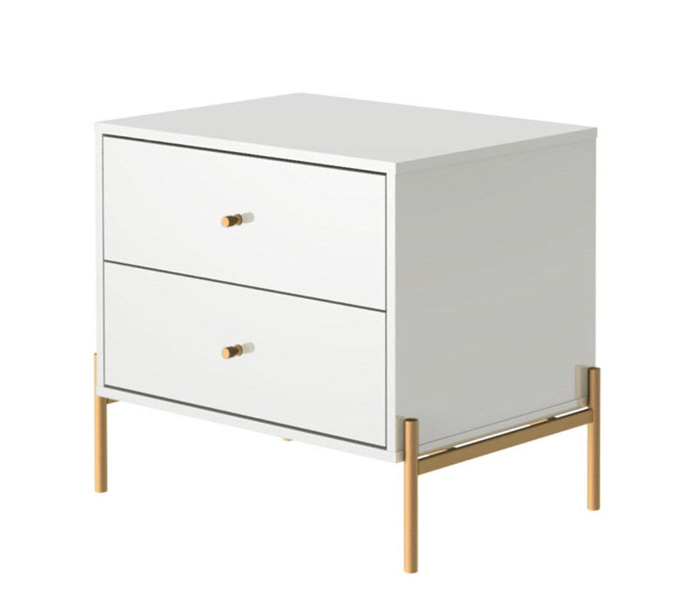Manhattan Comfort - Jasper Nightstand with 2 Drawers in White Gloss - 51351 veiw 2