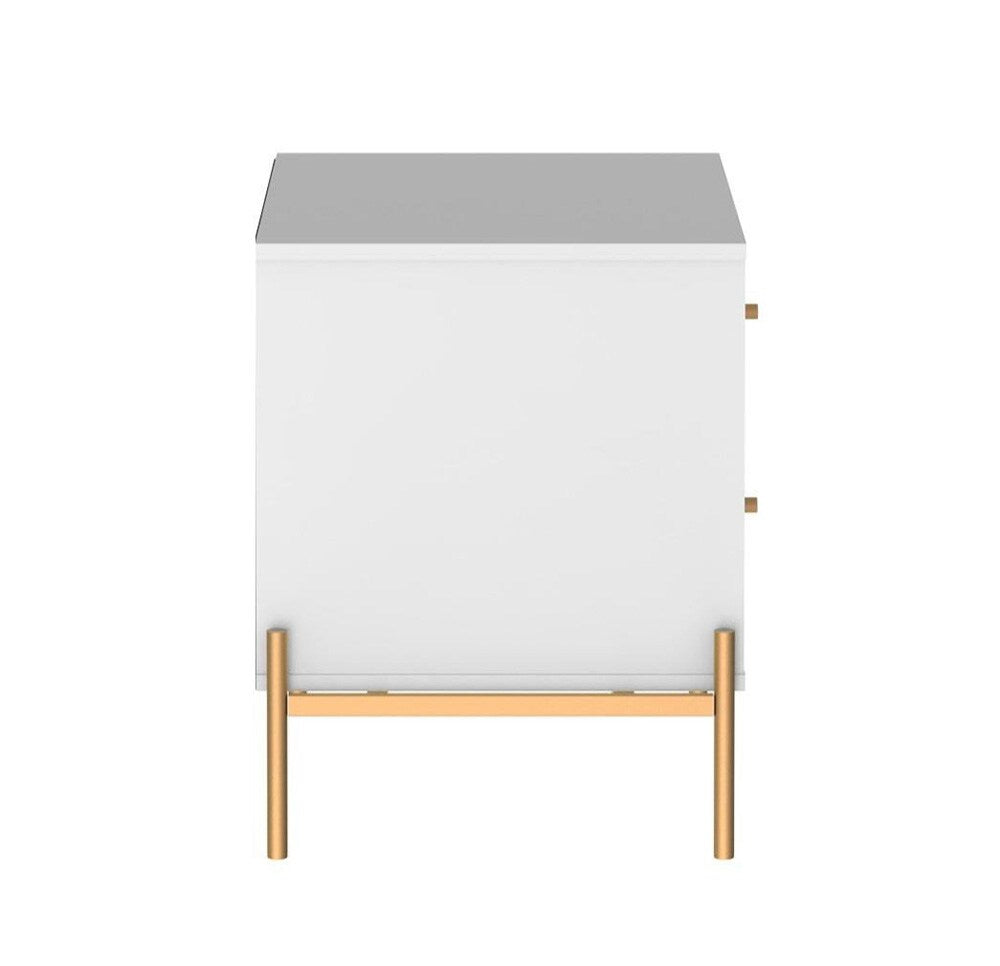 Manhattan Comfort - Jasper Nightstand with 2 Drawers in White Gloss - 51351 veiw 3