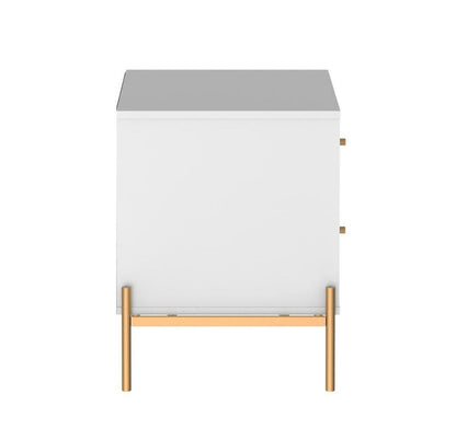 Manhattan Comfort - Jasper Nightstand with 2 Drawers in White Gloss - 51351 veiw 3