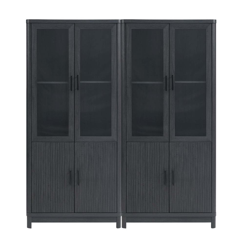 Manhattan Comfort - Jodie Bookcase with 12 Adjustable Shelves in Charcoal Grey - Set of 2 - 2-BC001-GY veiw 1