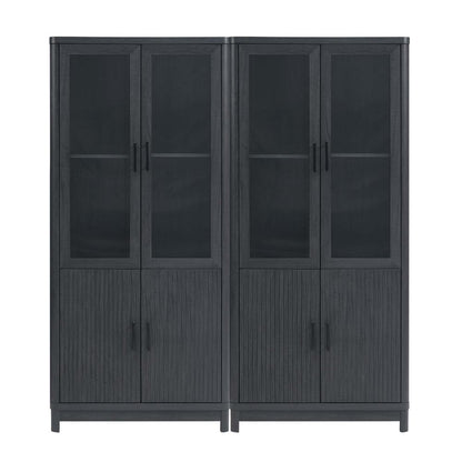 Manhattan Comfort - Jodie Bookcase with 12 Adjustable Shelves in Charcoal Grey - Set of 2 - 2-BC001-GY veiw 1