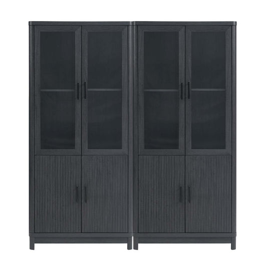 Manhattan Comfort - Jodie Bookcase with 12 Adjustable Shelves in Charcoal Grey - Set of 2 - 2-BC001-GY veiw 1