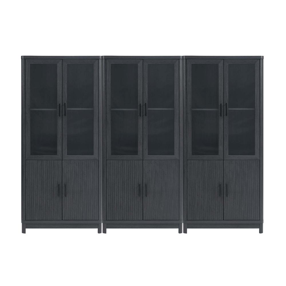 Manhattan Comfort - Jodie Bookcase with 18 Adjustable Shelves in Charcoal Grey - Set of 3 - 3-BC001-GY veiw 1