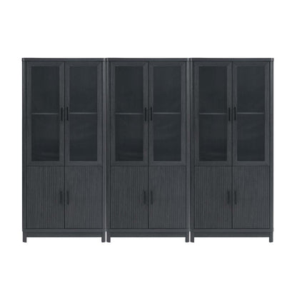 Manhattan Comfort - Jodie Bookcase with 18 Adjustable Shelves in Charcoal Grey - Set of 3 - 3-BC001-GY veiw 1