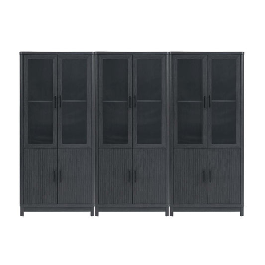 Manhattan Comfort - Jodie Bookcase with 18 Adjustable Shelves in Charcoal Grey - Set of 3 - 3-BC001-GY veiw 1
