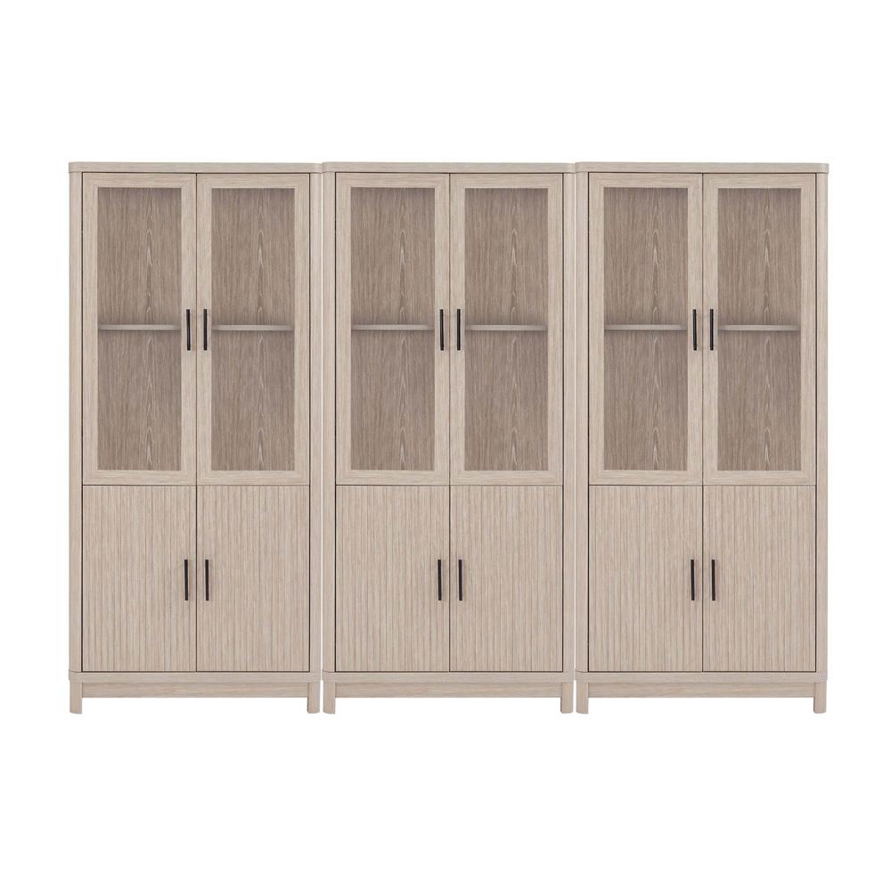 Manhattan Comfort - Jodie Bookcase with 18 Adjustable Shelves in Whitewashed Oak - Set of 3 - 3-BC001-OK veiw 1