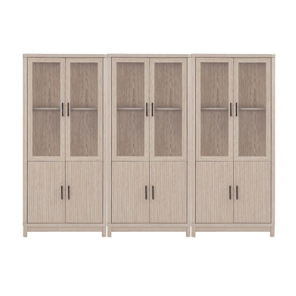Manhattan Comfort - Jodie Bookcase with 18 Adjustable Shelves in Whitewashed Oak - Set of 3 - 3-BC001-OK veiw 1