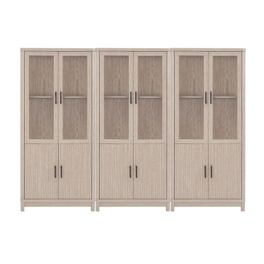 Manhattan Comfort - Jodie Bookcase with 18 Adjustable Shelves in Whitewashed Oak - Set of 3 - 3-BC001-OK veiw 1