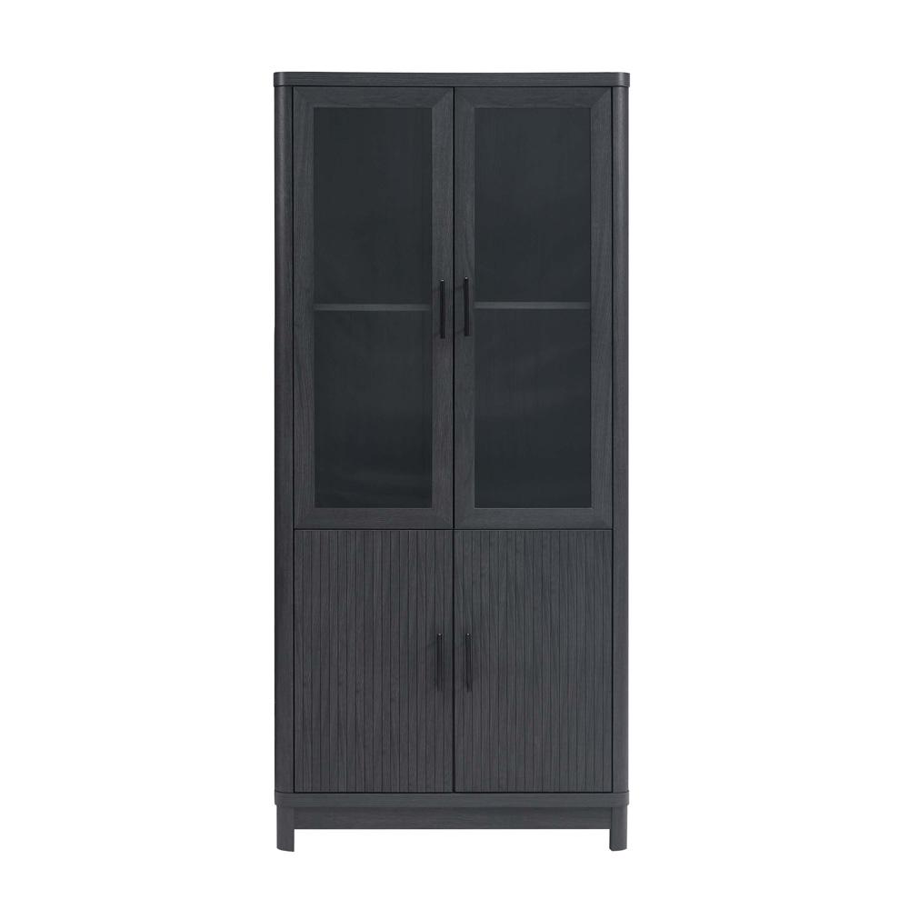 Manhattan Comfort - Jodie Bookcase with 6 Adjustable Shelves in Charcoal Grey - BC001-GY veiw 1