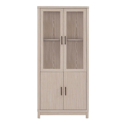 Manhattan Comfort - Jodie Bookcase with 6 Adjustable Shelves in Whitewashed Oak - BC001-OK veiw 1