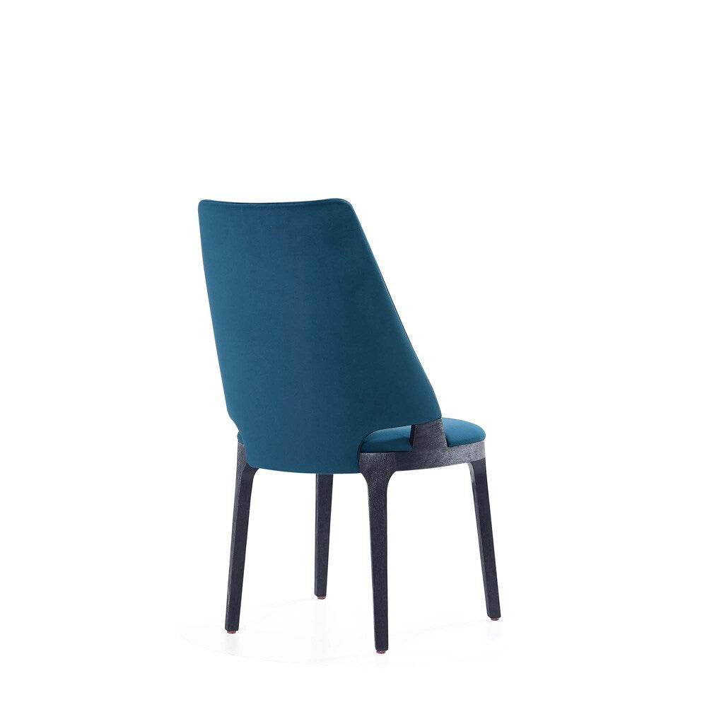 Manhattan Comfort - Kara Velvet Dining Chair with Beech Wood Legs in Blue - Set of 4 - 2-DC057-BL veiw 4