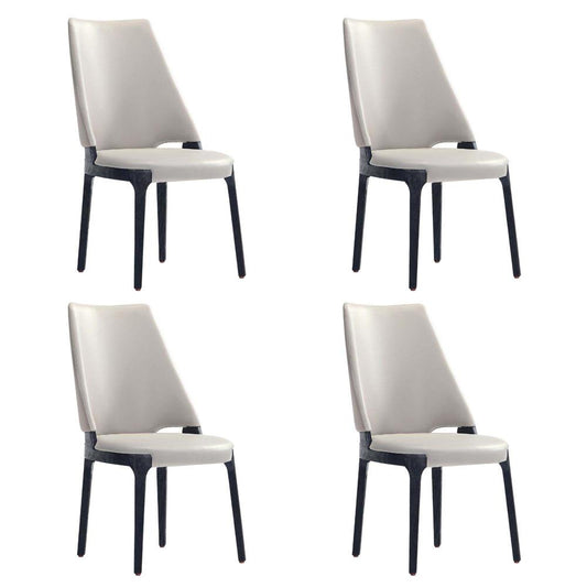 Manhattan Comfort - Kara Leatherette and Velvet Dining Chair with Beech Wood Legs in Light Grey - Set of 4 - 2-DC057-LG veiw 1