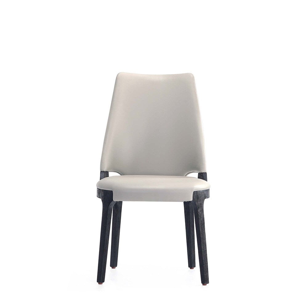 Manhattan Comfort - Kara Leatherette and Velvet Dining Chair with Beech Wood Legs in Light Grey - Set of 4 - 2-DC057-LG veiw 2