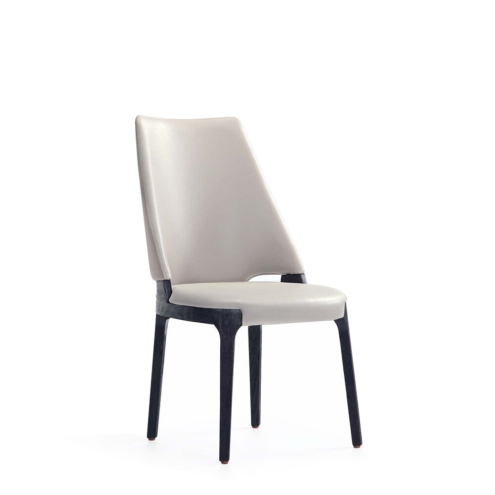 Manhattan Comfort - Kara Leatherette and Velvet Dining Chair with Beech Wood Legs in Light Grey - Set of 4 - 2-DC057-LG veiw 3