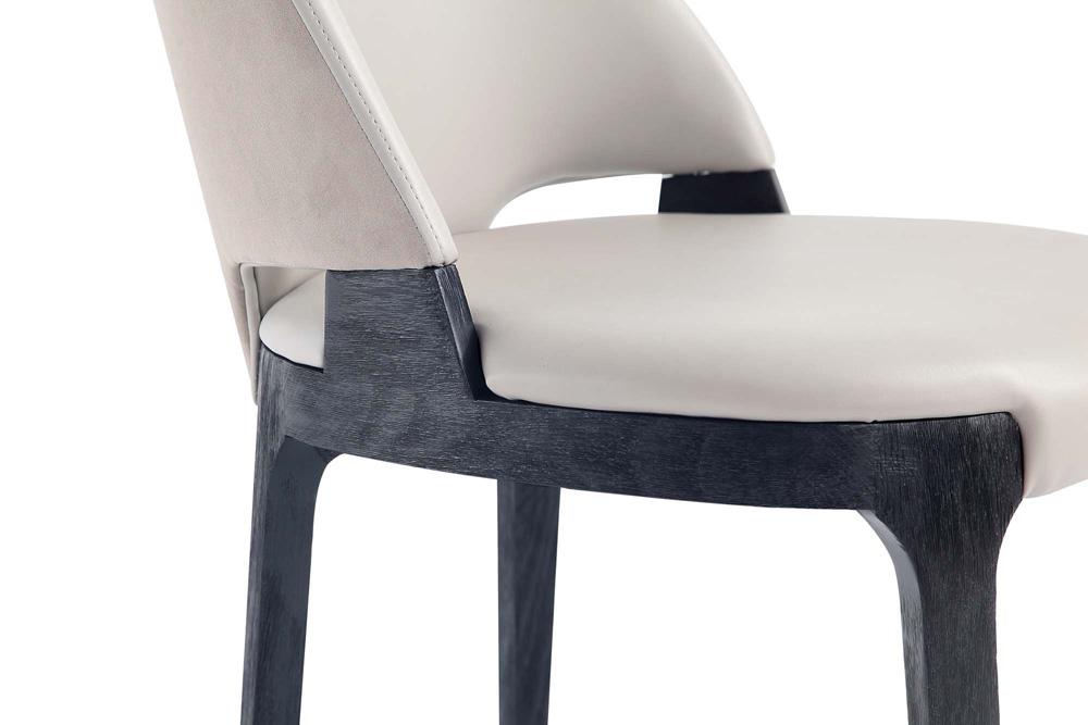 Manhattan Comfort - Kara Leatherette and Velvet Dining Chair with Beech Wood Legs in Light Grey - Set of 4 - 2-DC057-LG veiw 9