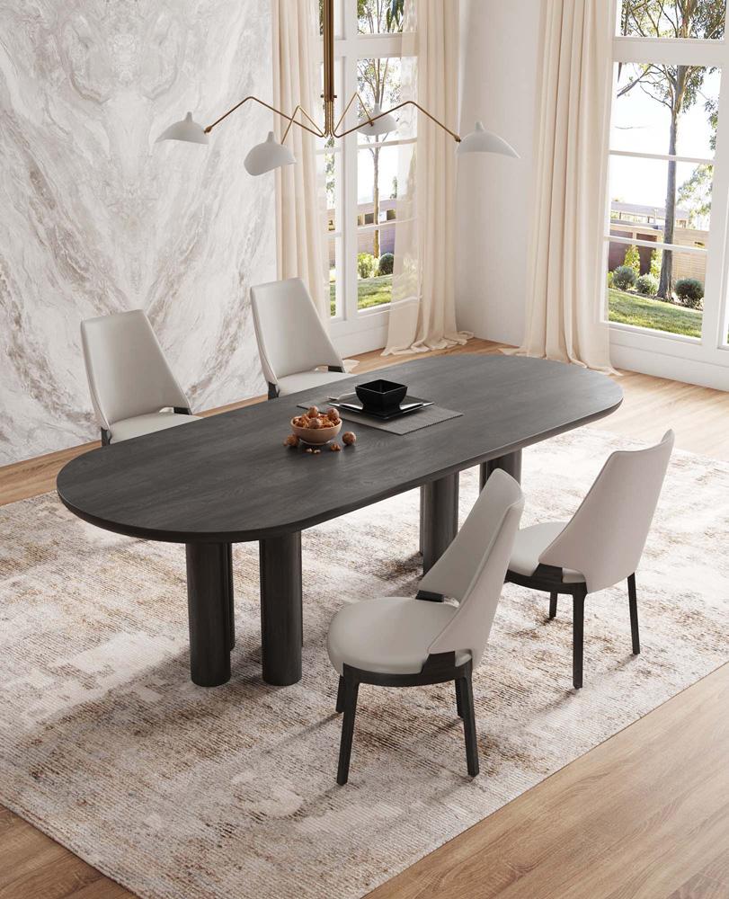 Manhattan Comfort - Kara Leatherette and Velvet Dining Chair with Beech Wood Legs in Light Grey - Set of 4 - 2-DC057-LG veiw 10