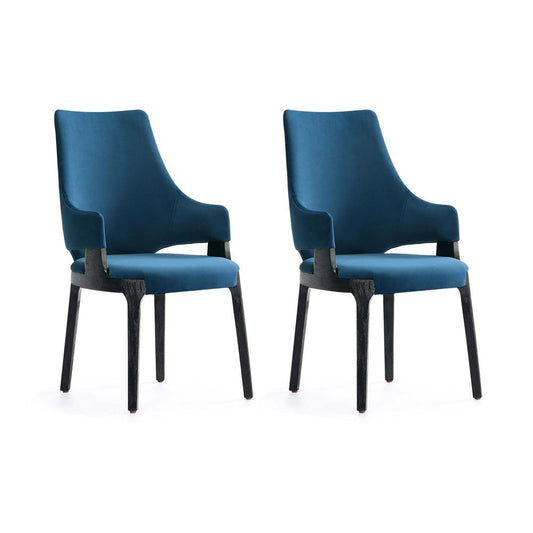 Manhattan Comfort - Kara Velvet Dining Arm Chair with Beech Wood Legs in Blue - Set of 2 - 2-DC057AR-BL veiw 1