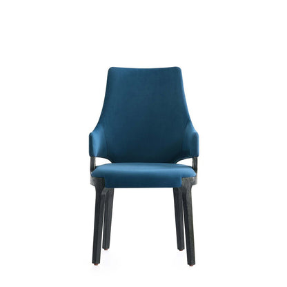 Manhattan Comfort - Kara Velvet Dining Arm Chair with Beech Wood Legs in Blue - Set of 2 - 2-DC057AR-BL veiw 2