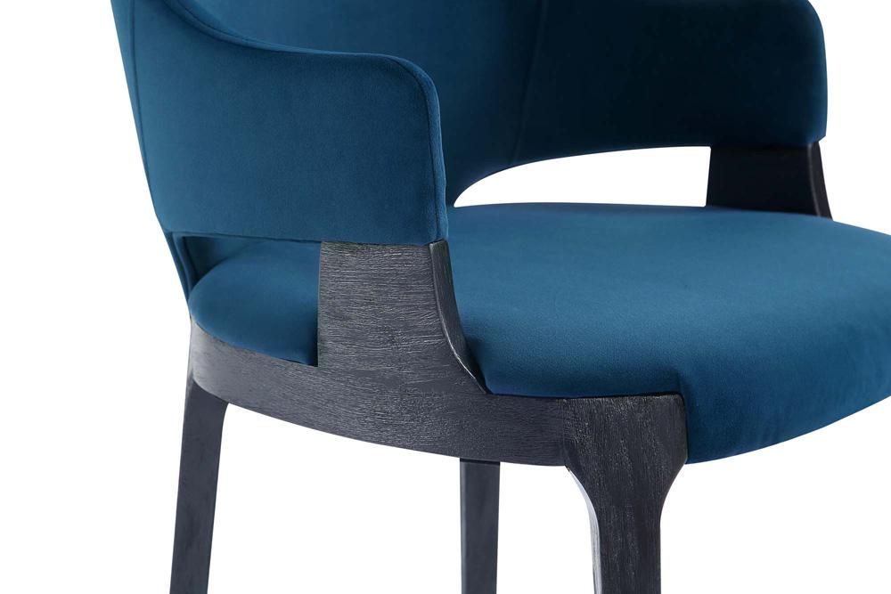 Manhattan Comfort - Kara Velvet Dining Arm Chair with Beech Wood Legs in Blue - Set of 2 - 2-DC057AR-BL veiw 8