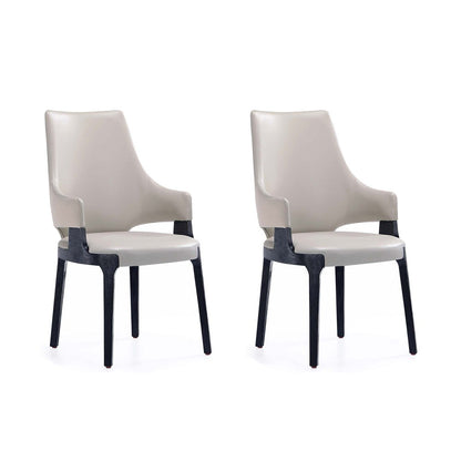 Manhattan Comfort - Kara Leatherette and Velvet Dining Arm Chair with Beech Wood Legs in Light Grey - Set of 2 - 2-DC057AR-LG veiw 1