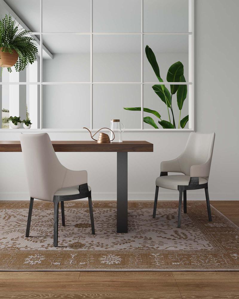 Manhattan Comfort - Kara Leatherette and Velvet Dining Arm Chair with Beech Wood Legs in Light Grey - Set of 2 - 2-DC057AR-LG veiw 10