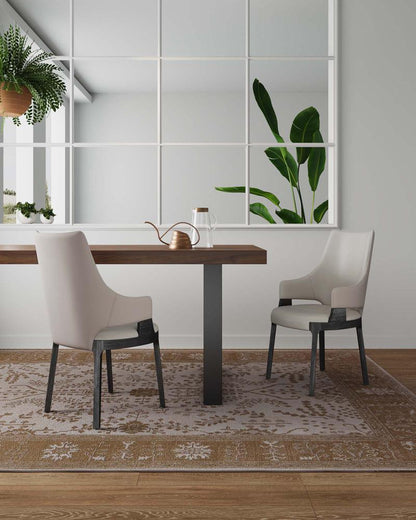 Manhattan Comfort - Kara Leatherette and Velvet Dining Arm Chair with Beech Wood Legs in Light Grey - Set of 2 - 2-DC057AR-LG veiw 10